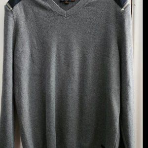 G by GUESS V-Neck Suede Design Sweater Size L Men's